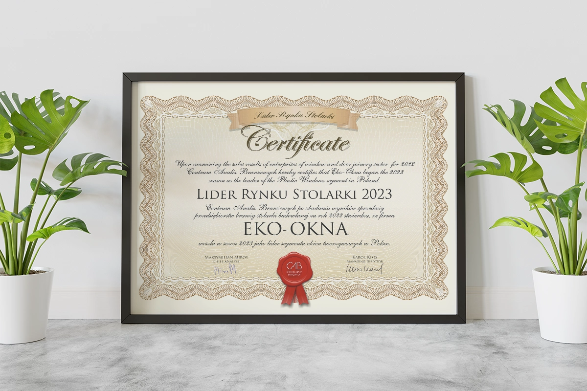 Eko-Okna S.A. mit dem Titel Marktführer Holzwerkstoffe 2023